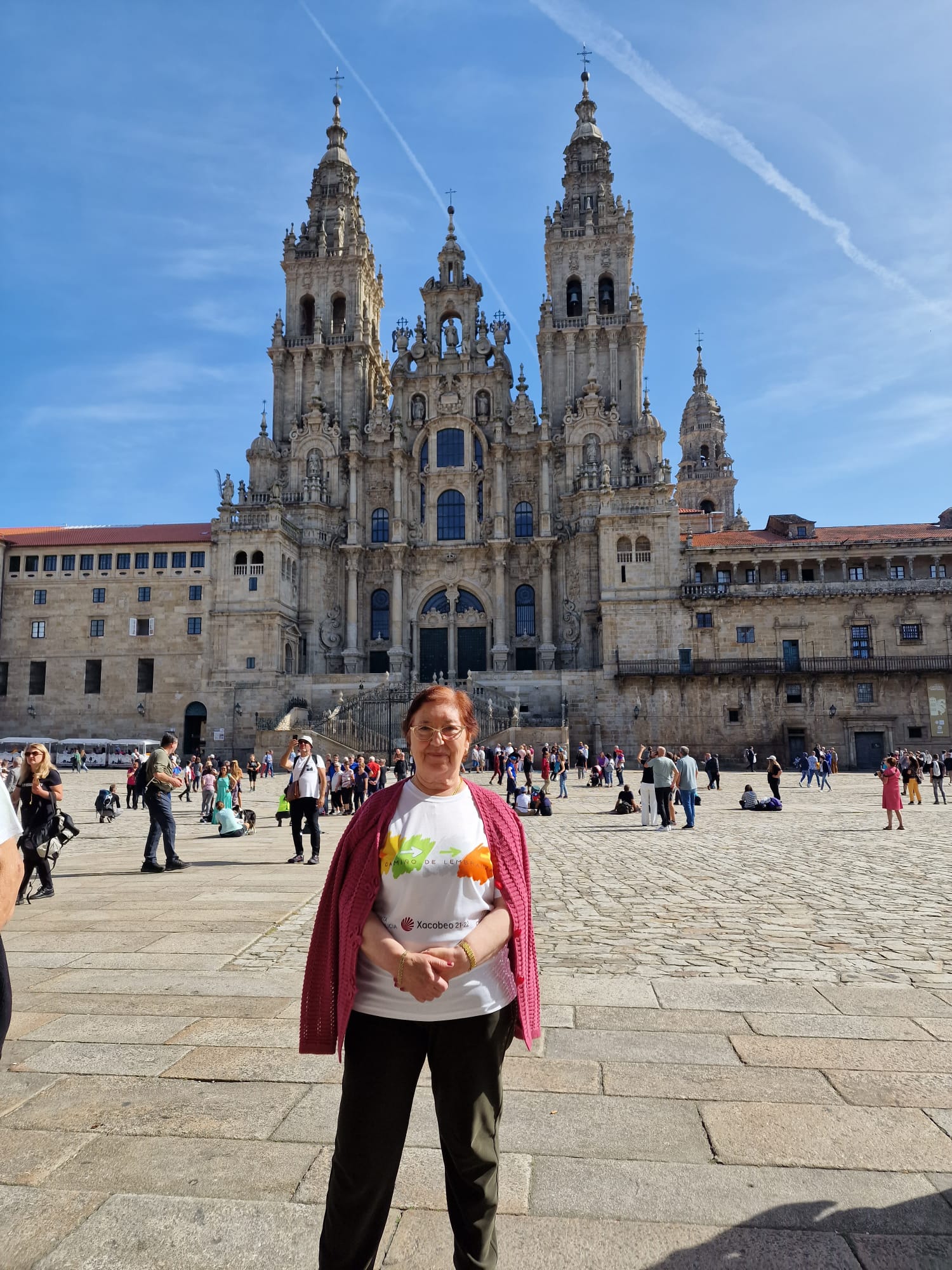 gente de nuestro grupo en la Plaza del Obradoiro